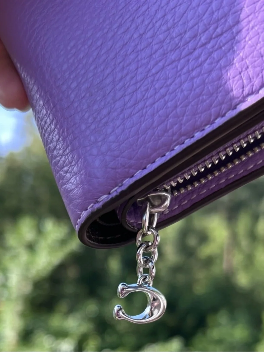 COACH Women's Snap Wallet Purple Pebble Leather with Silver Hardware AUTHENTIC